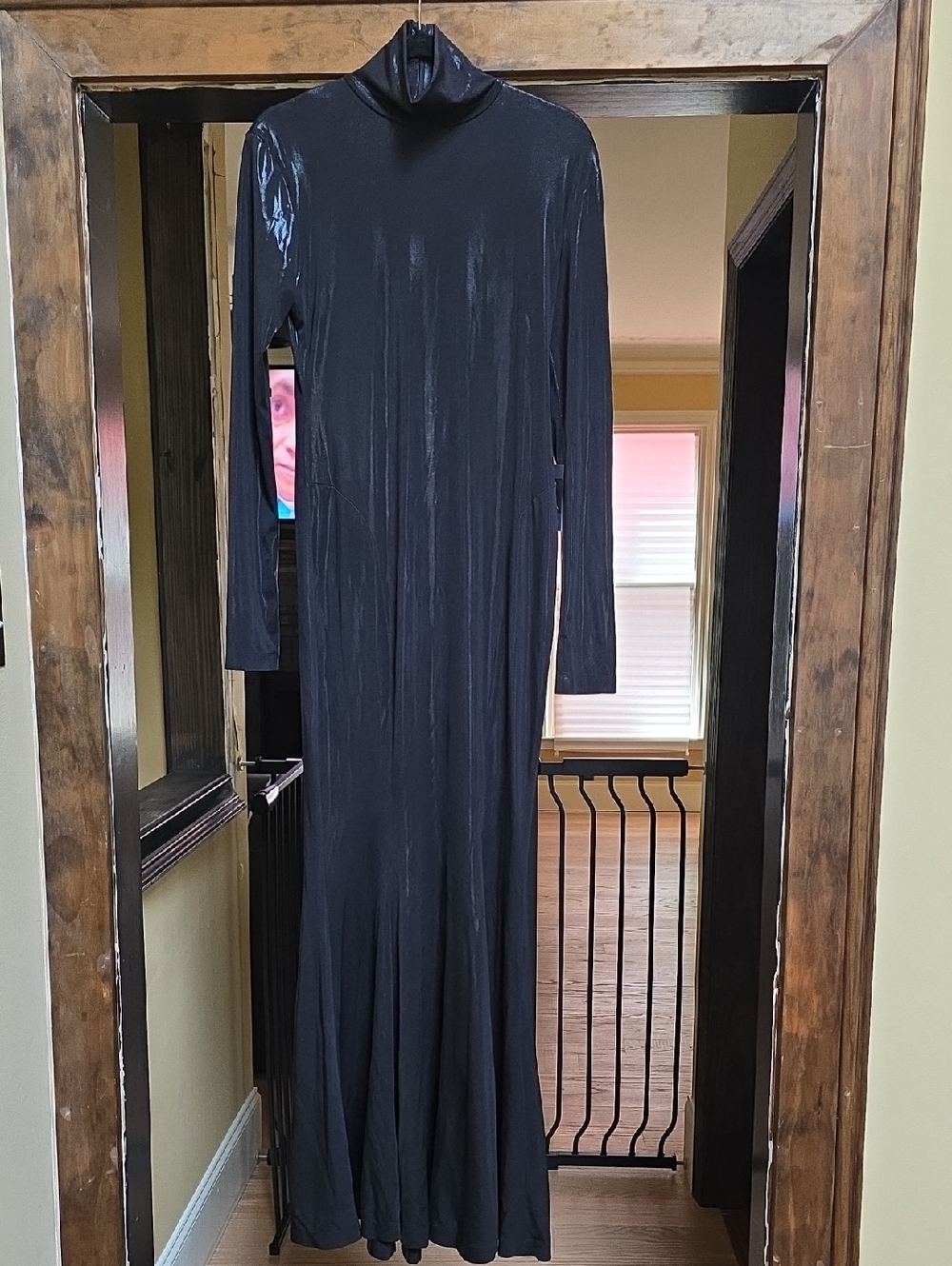 NWT Norma Kamali Black Long Sleeve Turtle Fishtail Gown - SZ M/38